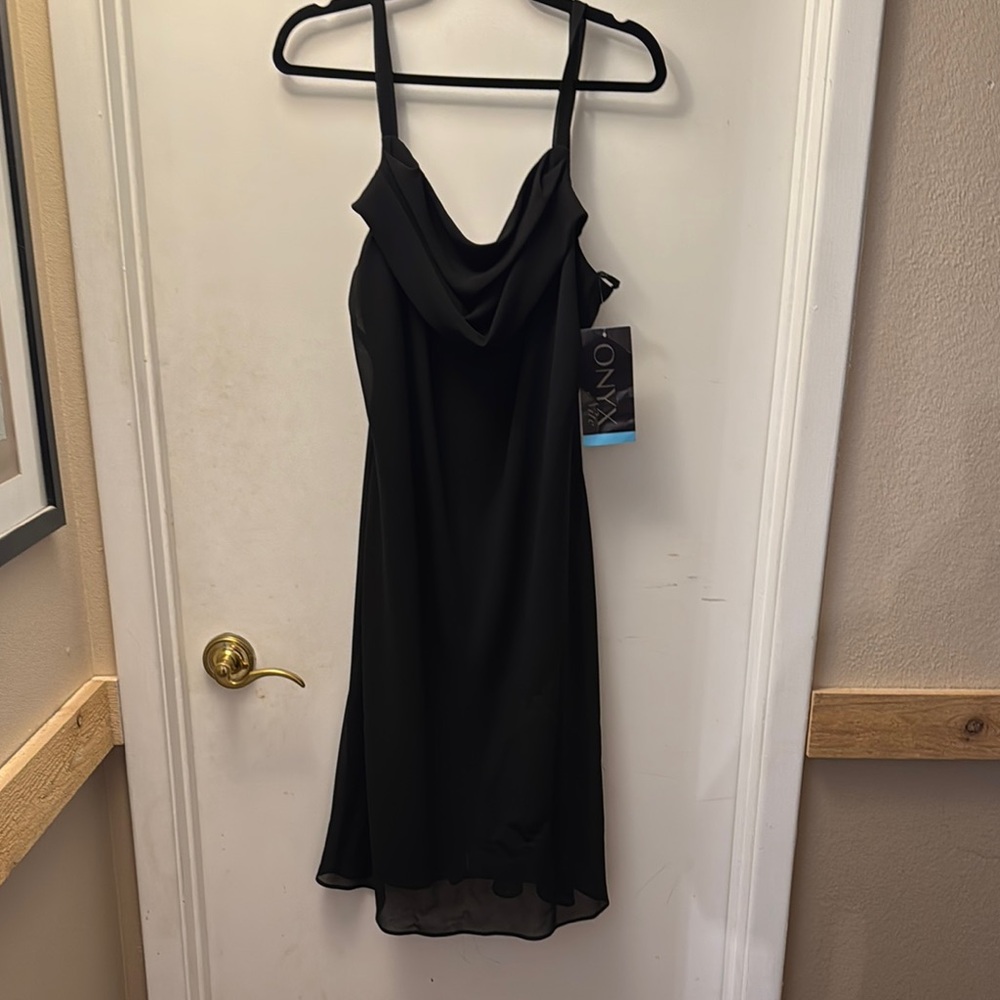 Onyx Black Cowl Neck Slip Mini Dress